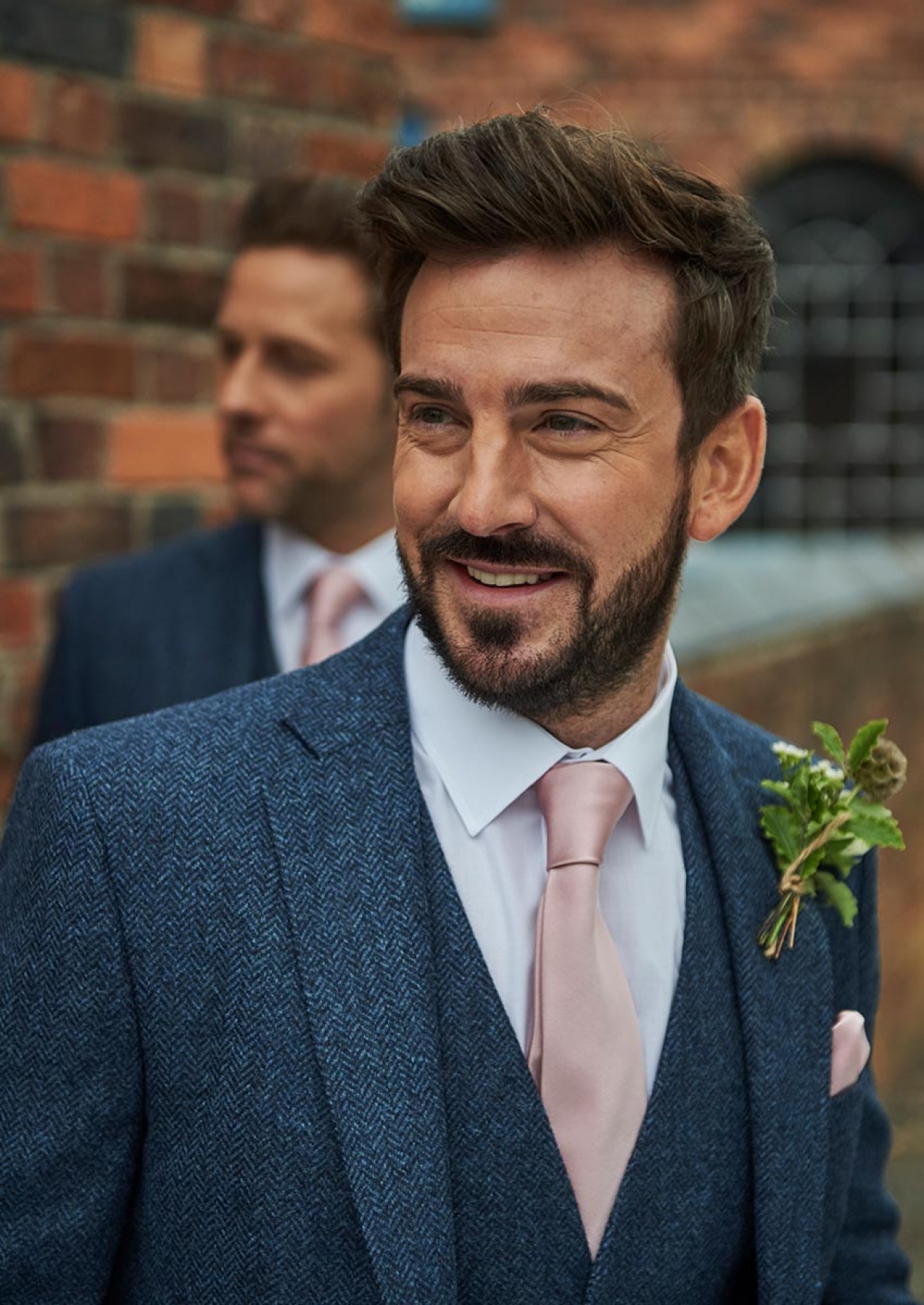 Blue Herringbone Tweed Suit