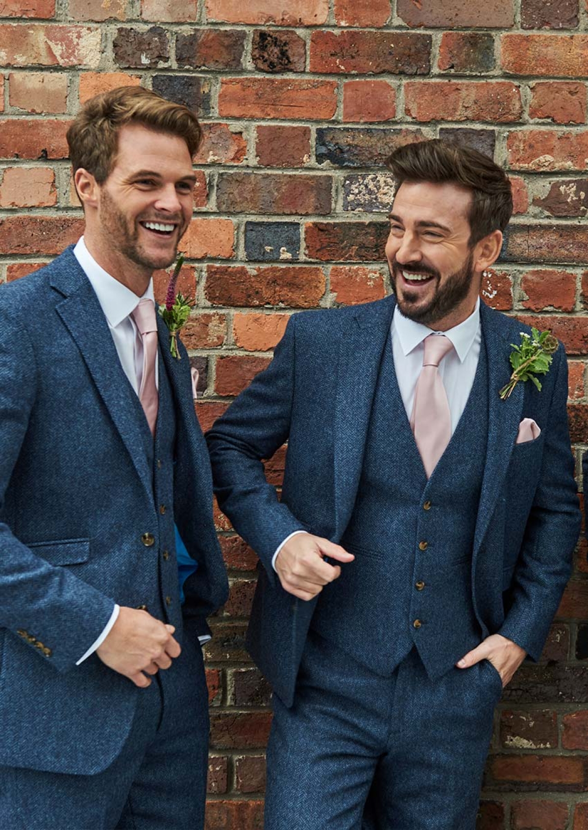 Blue Herringbone Tweed Suit